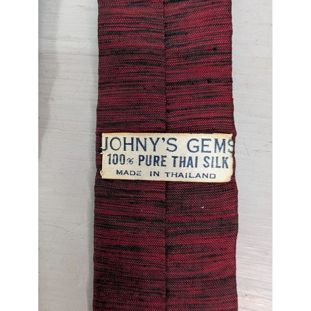 Johny's Gems Square End Necktie Mens‎ Maroon 100% Thai Silk 2.5